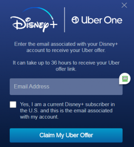 6 months free Of Uber One Disney Subscribers 6