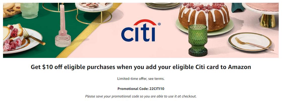 Amazon Offer Add Citi Credit Card to Get 10 Off 10.01 2
