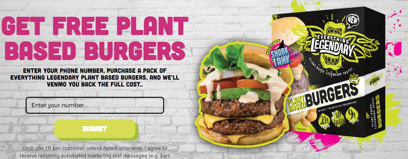 Free Offer Action To Get Your Free Plant Based Burger And Hot Dog